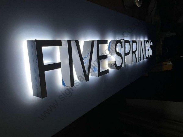 Five Springs LED lettering on tray halo lit (3)