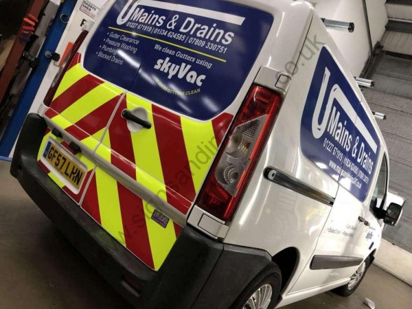 Printed signwriting and Chapter 8 Chevrons for Drains company