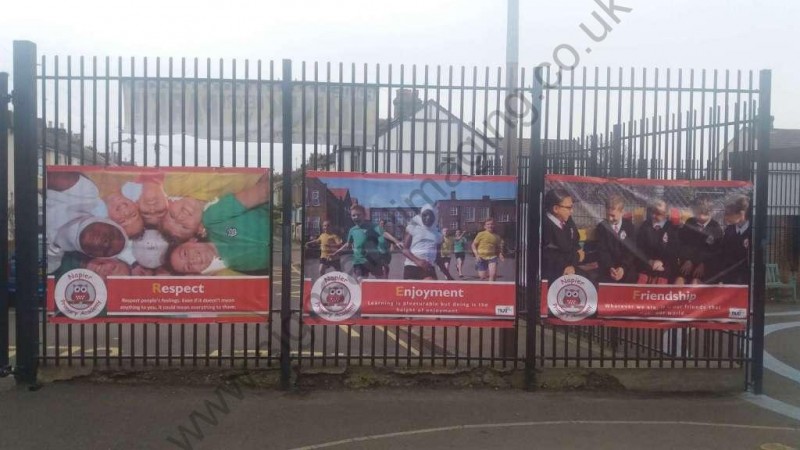 Napier Academy banners on railings