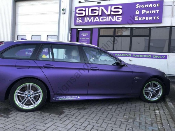 BMW 5 series purple full wrap