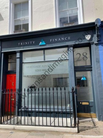 Trinity Finance Pimlico fascia and window signage