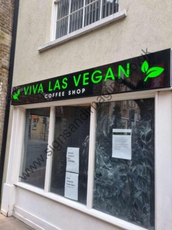 Viva Las Vegan Fret Cut Illuminated fascia Fremlin Walk Nov 21