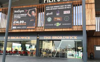 Large Printed Mesh Banners installed at Pier 5 Chatham